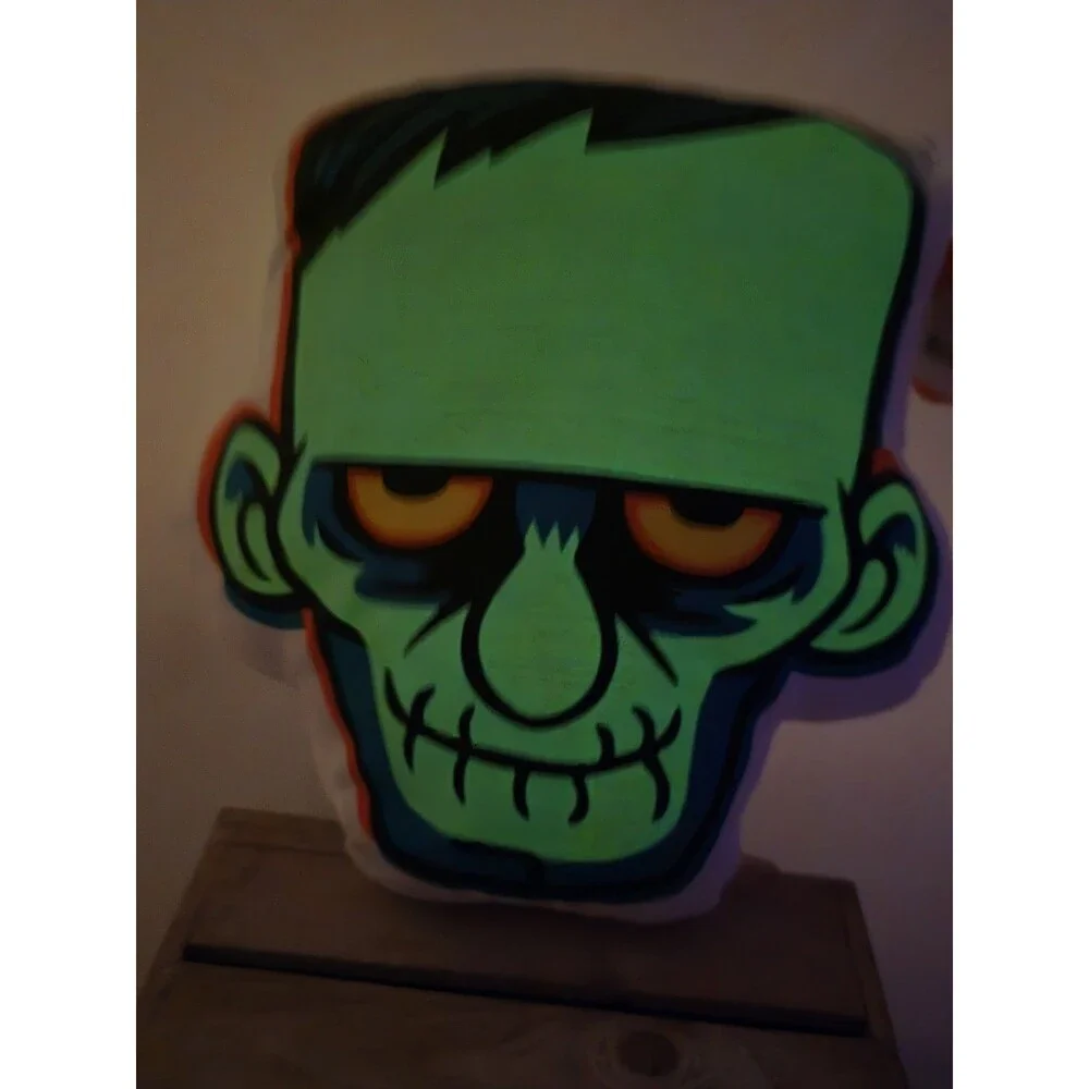 Hyde & Eek Frankenstein Glow in the Dark Shaped Throw Pillow Halloween Monster